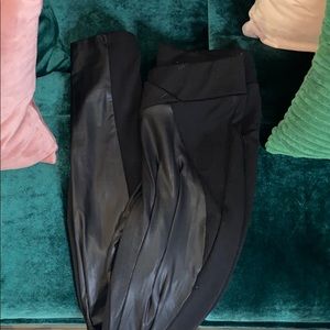 Black and faux leather leeging